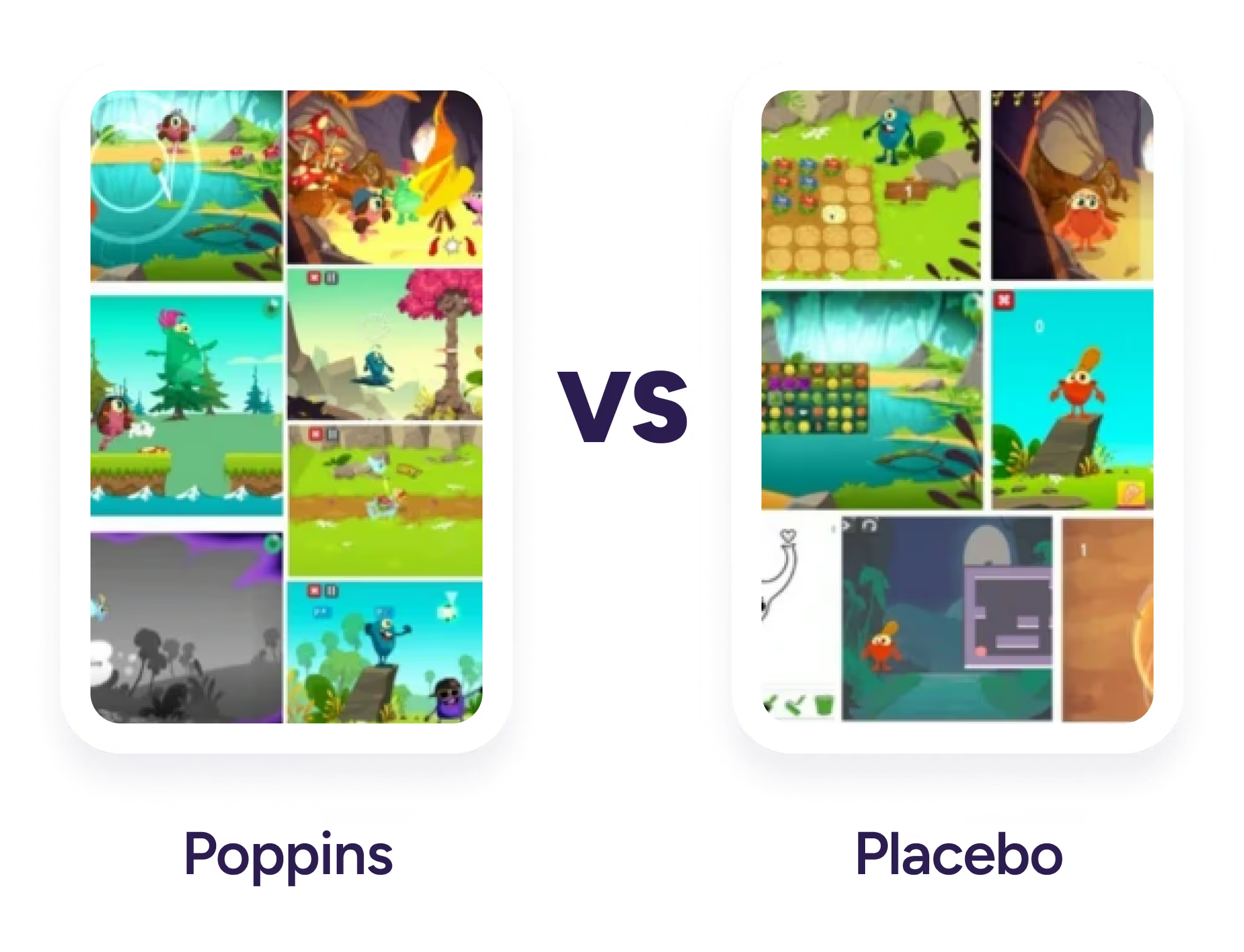 Poppins game screens vs matched placebo game screens